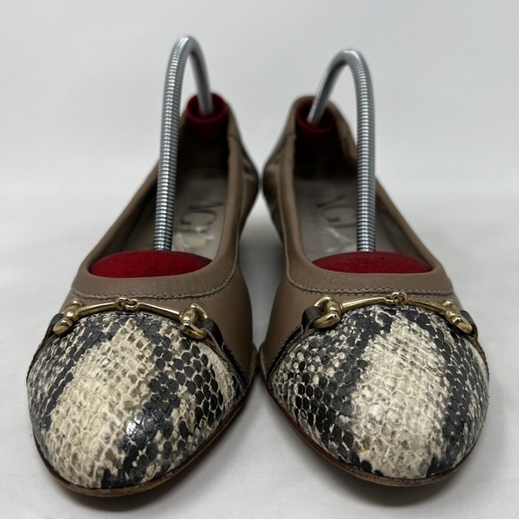 AGL Attilio Giusti Leombruni Snaffle Leather Pump Sz 38 / US 7.5 Snake Beige - Picture 3 of 11